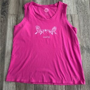 Life Is Good Pink Graphic Tank Top